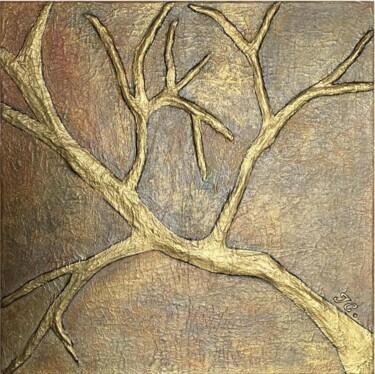 Painting titled "Gold Branch" by Tiphanie Canada, Original Artwork, Acrylic