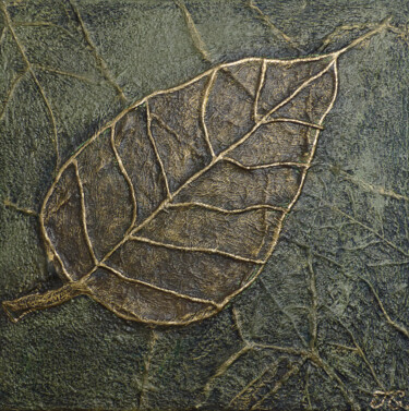 Картина под названием "Golden Leaf" - Tiphanie Canada, Подлинное произведение искусства, Акрил