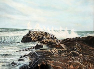 Painting titled "La côte sauvage" by Andrea C, Original Artwork, Oil