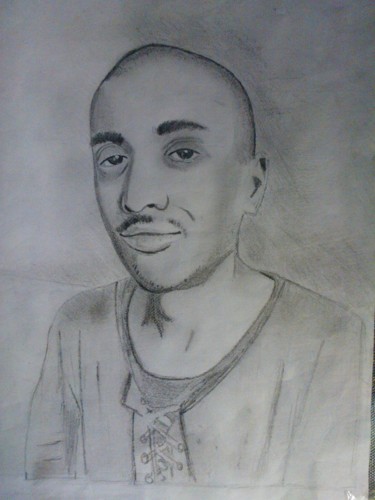 Drawing titled "Portretul meu" by Iulian Mirzac, Original Artwork, Graphite