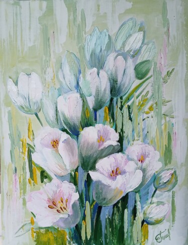 Painting titled ",, Tulips''" by Irina Tischenko, Original Artwork, Acrylic