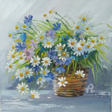 Painting titled ",,Wildflowers''" by Irina Tischenko, Original Artwork, Oil