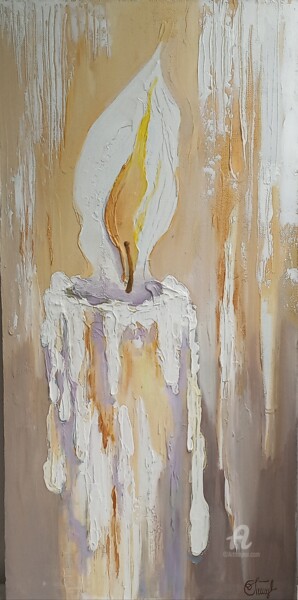 Painting titled ",,CANDLE''" by Irina Tischenko, Original Artwork, Acrylic Mounted on Wood Stretcher frame