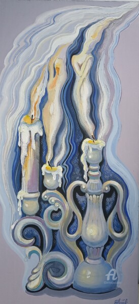 Schilderij getiteld ",,Extinguished cand…" door Irina Tischenko, Origineel Kunstwerk, Acryl Gemonteerd op Frame voor houten…