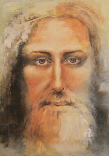 Pintura titulada ",,Christ''" por Irina Tischenko, Obra de arte original, Oleo Montado en Bastidor de camilla de madera
