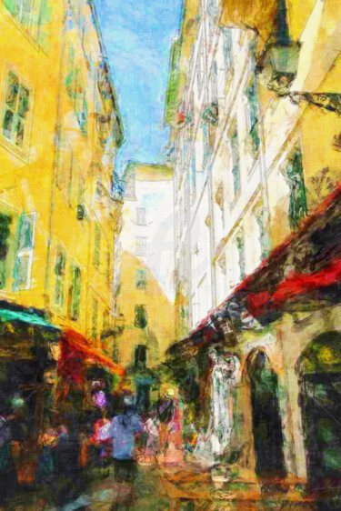 Digitale Kunst mit dem Titel "Vieux Nice" von Joost Hogervorst, Original-Kunstwerk, Fotomontage