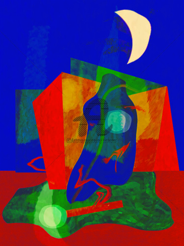 Painting titled "Moonlight figures" by Joost Hogervorst, Original Artwork