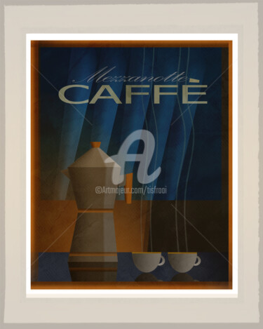 Digital Arts με τίτλο "Mezzanotte Caffe -…" από Joost Hogervorst, Αυθεντικά έργα τέχνης, Ψηφιακή ζωγραφική