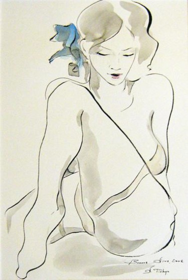 Drawing titled "desnudo femenino" by Aleks Tishyn, Original Artwork