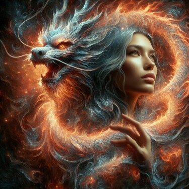 Digital Arts με τίτλο "Dragonn woman 2" από Tiss Ai Creations, Αυθεντικά έργα τέχνης, Ψηφιακό Κολάζ