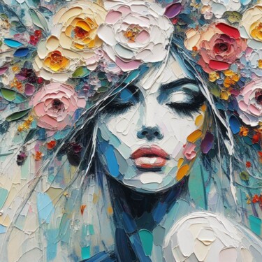 Digitale Kunst mit dem Titel "Blooming serenity" von Tiss Ai Creations, Original-Kunstwerk, Digitale Collage