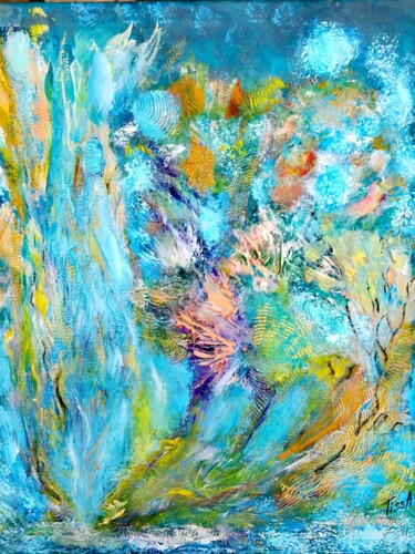 Peinture intitulée "Aquatique" par Tissa, Œuvre d'art originale, Huile