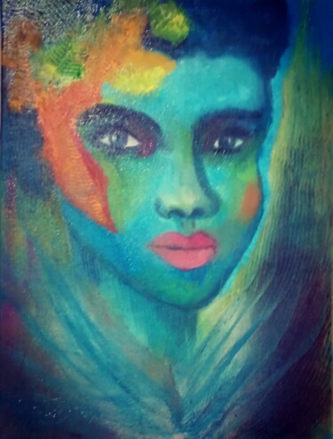 Peinture intitulée "Fleur bleue" par Tissa, Œuvre d'art originale, Huile