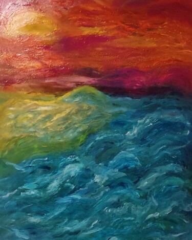 Peinture intitulée "Sunset time" par Tissa, Œuvre d'art originale, Acrylique