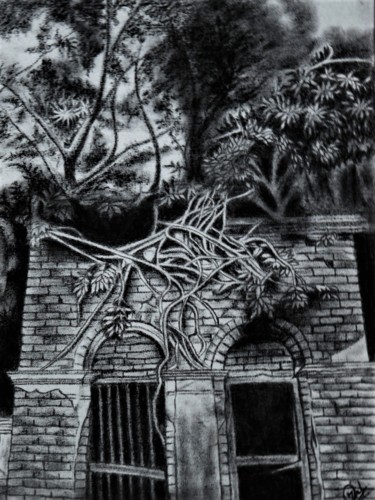 Drawing titled "old-heritage.jpg" by Titu Titas Ghosal, Original Artwork, Charcoal