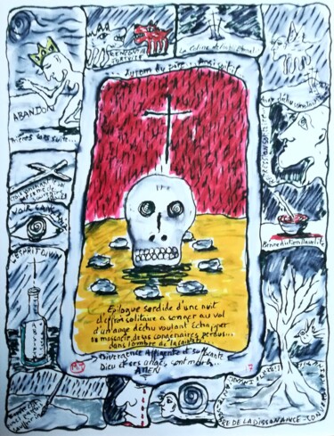 Peinture intitulée "Prémonitions 20" par Titi Montana, Œuvre d'art originale, Encre