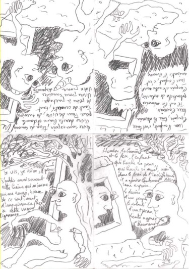 Druckgrafik mit dem Titel "Étranges rencontres" von Titi Montana, Original-Kunstwerk, Digitaldruck