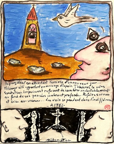 Pittura intitolato "Survol mystique, le…" da Titi Montana, Opera d'arte originale, Acrilico