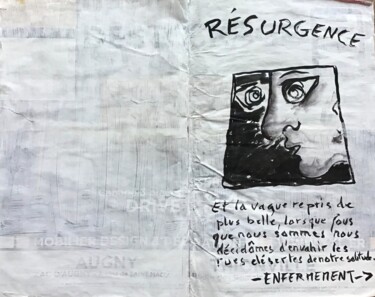 Drawing titled "Résurgence..." by Titi Montana, Original Artwork, Ink
