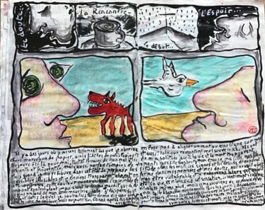 Dessin intitulée "Résurgence : Le dou…" par Titi Montana, Œuvre d'art originale, Encre