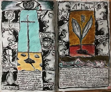 Zeichnungen mit dem Titel "Résurgence : Croix…" von Titi Montana, Original-Kunstwerk, Acryl