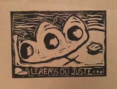 Druckgrafik mit dem Titel "Le repos du juste." von Titi Montana, Original-Kunstwerk, Linoldrucke