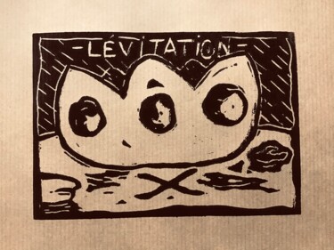 Incisioni, stampe intitolato "Lévitation..." da Titi Montana, Opera d'arte originale, Incisioni su linoleum