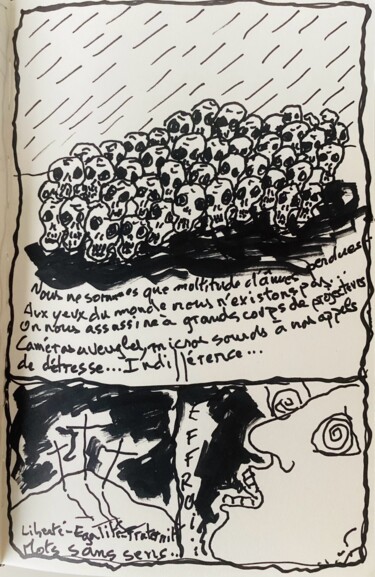 图画 标题为“Morts pour rien…” 由Titi Montana, 原创艺术品, 墨