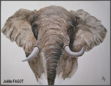 Painting titled "ELEPHANT D'AFRIQUE" by Joelle Fagot, Original Artwork