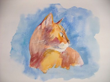 Peinture intitulée "Le chat roux" par Titi D'Avril, Œuvre d'art originale