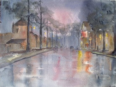 Peinture intitulée "Un soir de pluie 3" par Titi D'Avril, Œuvre d'art originale