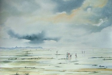 Peinture intitulée "La baie du mont St…" par Titi D'Avril, Œuvre d'art originale, Aquarelle