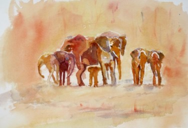 Painting titled "Africa" by Titi D'Avril, Original Artwork, Watercolor