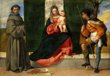 Картина под названием "La Vierge à l'Enfan…" - Titien, Подлинное произведение искусства, Масло