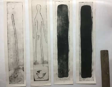 «Stèles, âmes, Kerns, et autres lieux de repos... » Gravures & estampes intitulée "«Stèles, âmes, Kern…" par Titi Montana, Œuvre d'art originale, Eau-forte
