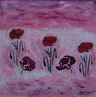 Peinture intitulée "Les fleurs de l'Amo…" par Martine Villani, Œuvre d'art originale, Huile