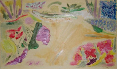 Peinture intitulée "Sentier fleuri" par Martine Villani, Œuvre d'art originale