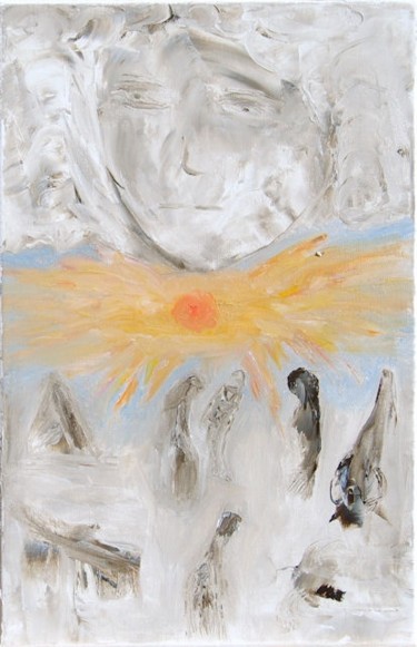 Peinture intitulée "Messager des temps" par Martine Villani, Œuvre d'art originale, Huile