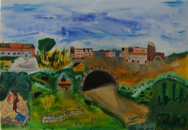 Peinture intitulée "City ville" par Martine Villani, Œuvre d'art originale, Huile