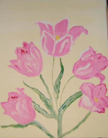 Painting titled "tulipe" by Martine Villani, Original Artwork
