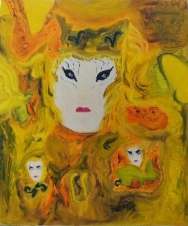 Painting titled "carnaval" by Martine Villani, Original Artwork, Oil