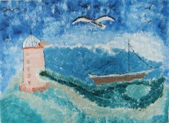 Pintura intitulada "phare" por Martine Villani, Obras de arte originais