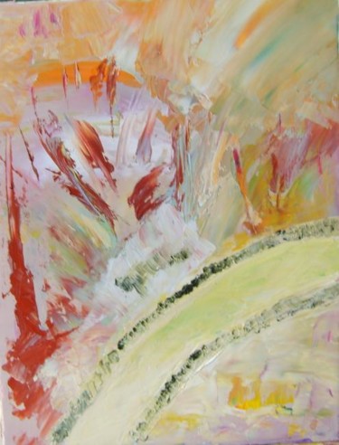 Peinture intitulée "éruption" par Martine Villani, Œuvre d'art originale, Huile