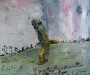 Painting titled "entre ciel et terre" by Martine Villani, Original Artwork