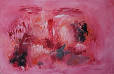 Peinture intitulée "L'escalade" par Martine Villani, Œuvre d'art originale, Huile