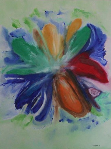 Painting titled "Fleur de vie" by Martine Villani, Original Artwork, Oil