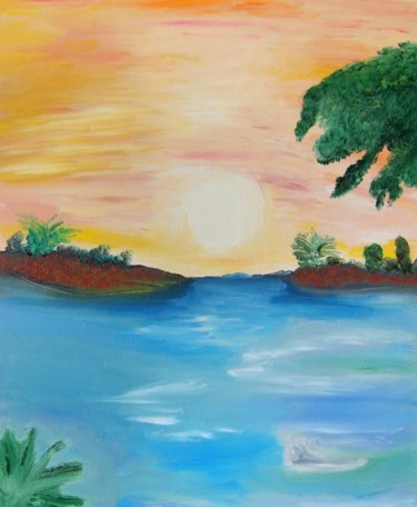 Peinture intitulée "Coucher de soleil s…" par Martine Villani, Œuvre d'art originale