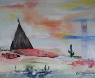 Painting titled "Dans le desert de S…" by Martine Villani, Original Artwork