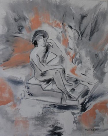 Peinture intitulée "Le penseur" par Martine Villani, Œuvre d'art originale, Huile
