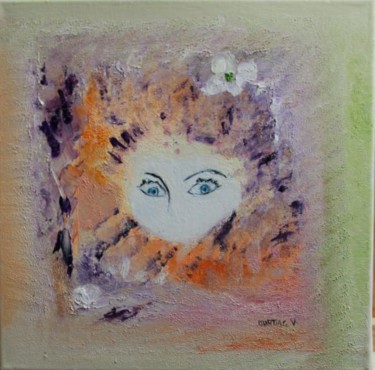 Peinture intitulée "La tisseuse  de rêv…" par Martine Villani, Œuvre d'art originale, Huile
